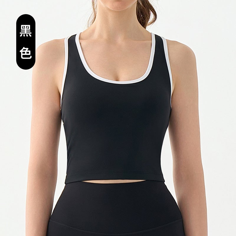Medium Strength U-Neck Yoga Vest Fixed Cup I-Back Sleeveless Top Skin-Friendly Naked Slim-Fit Sports Vest - Image 1